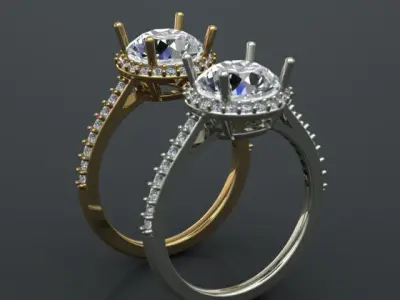 Engagement ring 3D print model 7