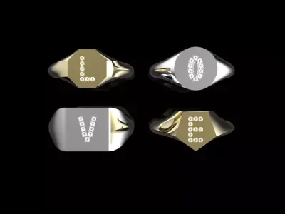 Assorted Signet Ring-L-O-V-E Diamond Initial Prong Ring 3D print model