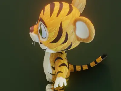 Cartoon Tiger 3D Model Low-poly 3D model