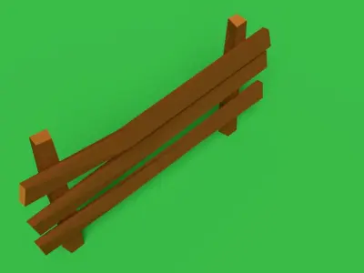 Low Poly Fence wooden Free low-poly 3D model