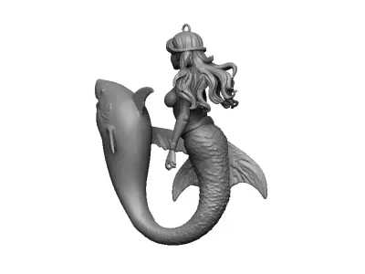 mermaid and shark pendant 3D print model