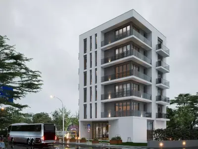 Apartment building Low-poly 3D model