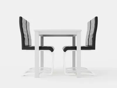 Michigan Food Group With 4 Cibus Chair White Black Low-poly 3D model