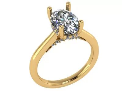Oval shape halo ring with stones underneath 3D print model