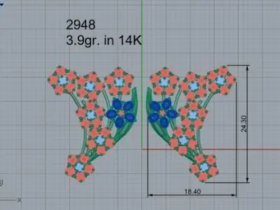 Flower Earring 2948 3D print model