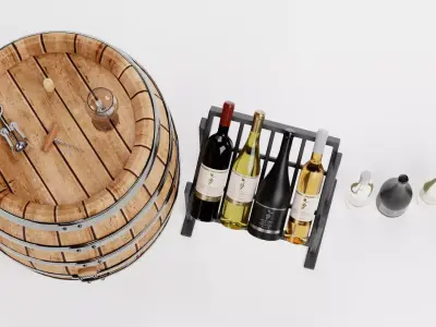 -Wine Set- Low-poly 3D model