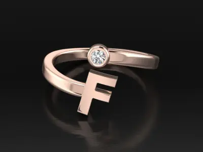 Jewelry Alphabet Ring F 3D print model