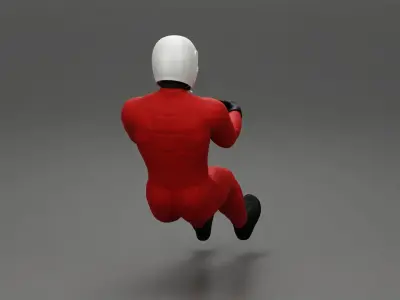 Racing driver in the car 3D print model