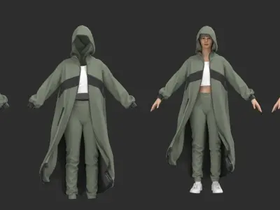 Women Sport Clothing Hoodie set Marvelous Designer OBJ FBX 3D model