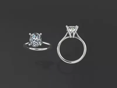 Oval shape solitaire Engagement Ring 3D print model