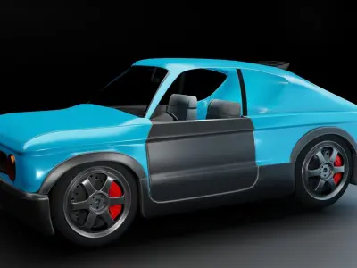 3 Muscle car Low-poly 3D model