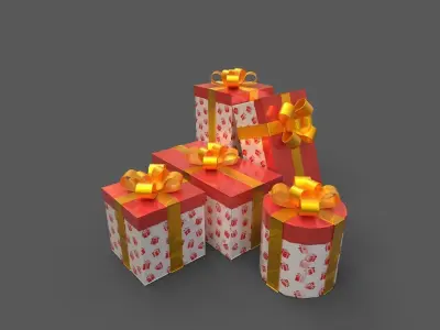 Gift box  Game Ready Low poly 3D Model collection Low-poly 3D model