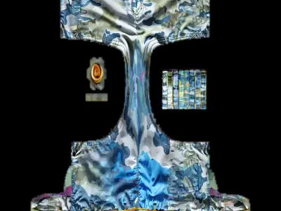 Blue camo short pants PBR 4k Low-poly 3D model