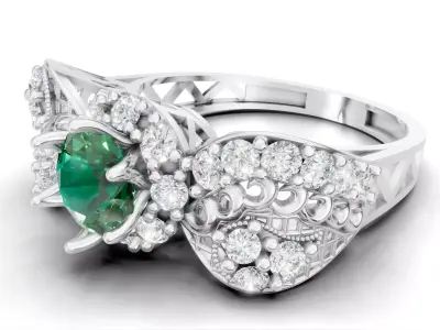 Ornate Baroque Cluster Ring Filigree Shank CAD for Printing 3D print model