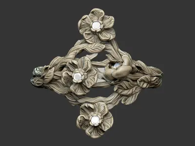 Luxury flower ring design blossom royal Sakura petal 3D print model