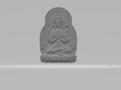 Avalokitesvara Bodhisattva with Thousand Arms Pendant 3D print model