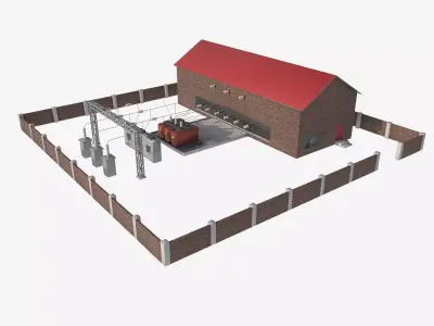 traction substation Low-poly 3D model