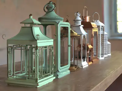 Lanterns pack  Low-poly 3D model