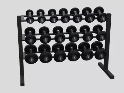 Dumbbell rack with dumbbells Free 3D model