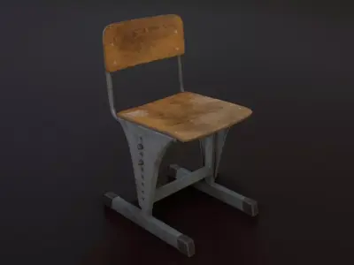 Old Japanese School Chair 03 Low-poly 3D model