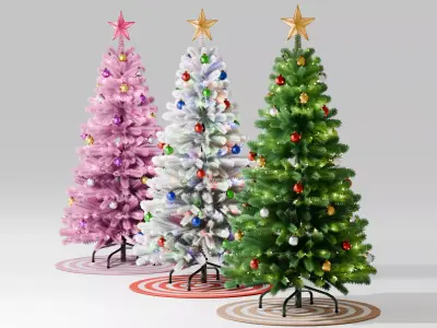 Christmas Tree - with 3 Color Variants Low-poly 3D model