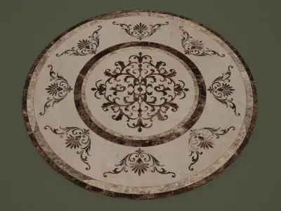 Flooring  design medallion 3d model with materials Low-poly 3D model