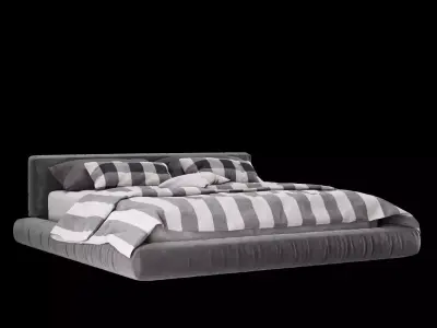 Bed with pillows and blanket 4 models of bed set 3 3D Model Collection