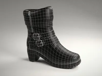 boots pair of with buckles Low-poly 3D model