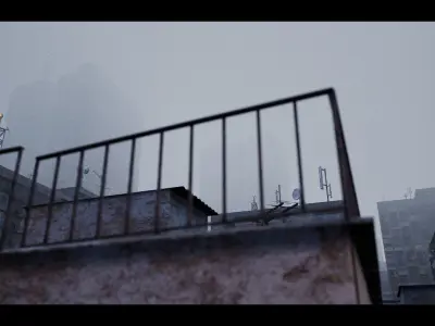 Future Slums Abandoned Post-Apocalyptic District Low-poly 3D model