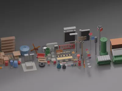 LowPoly CITYSCAPE 100 MODELS Low-poly 3D model