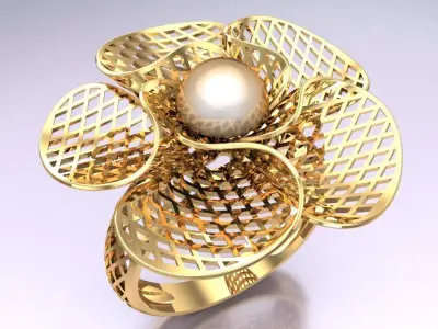  Mesh flower ring - Italian rings - Womens Rings - N6522 3D print model