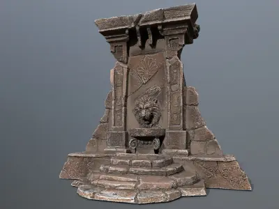 Lion fountain Low-poly 3D model