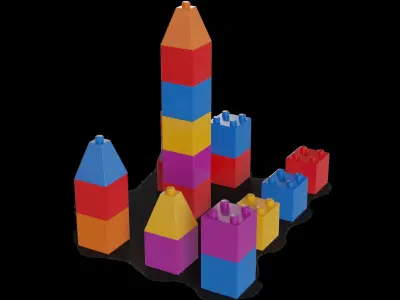 Cars and action games Building Blocks Low-poly 3D model shop