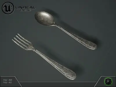 Spoon-Fork fork and spoon in unreal engine Free low-poly 3D model