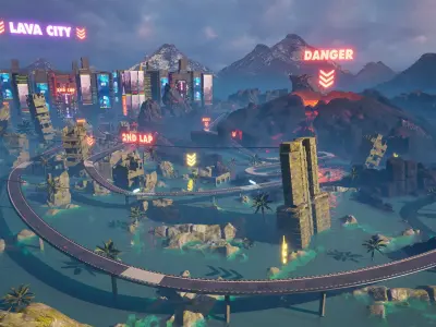 Chrono-Circuit Game Environment Sci-Fi Race Track Low-poly 3D model