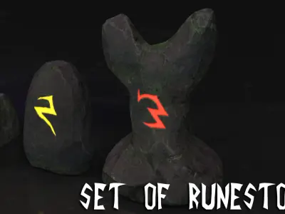 Runestones Pack Free low-poly 3D model