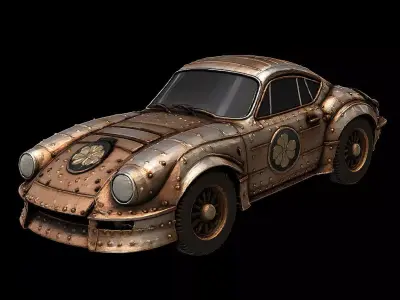 Samurai Fusion Car Armored Retro Vehicle Game-Ready 3D model
