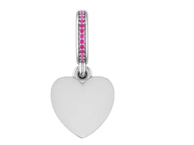 heart dangle charm with flower enamel 3D print model