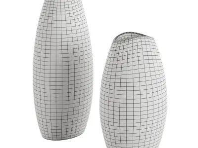 Modern Matte Black Vase Set 2 3D model