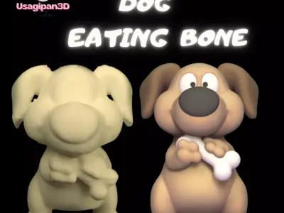 Dog Eating Bone 3D print model