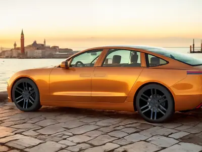 Electric Sedan golden 3D model