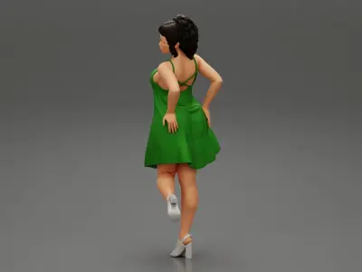 Sexy Woman In Dress Having Fun Holding One Leg 3D print model