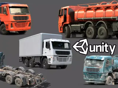 Truck Vehicle Pack Unity Low-poly 3D model