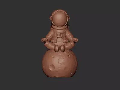Astronaut on the Moon Sculpture Printable 3D print model
