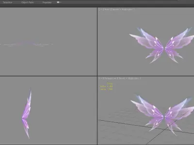 Cartoon spirit wing - Translucent butterfly wing Low-poly 3D model