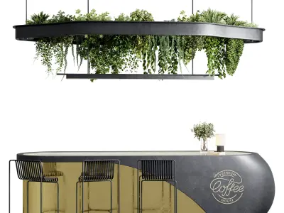 Reception Desk for Restaurant and Caffe set 06 Low-poly 3D model