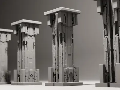 Futuristic Pillars 3D model