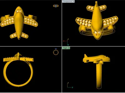  Antique Airplane Ring - 006 3D print model