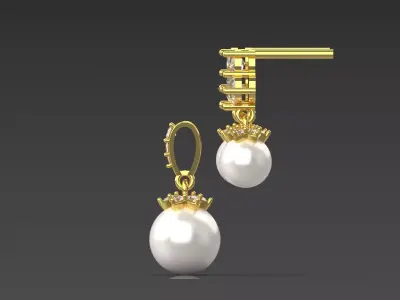 Half set stl 3d jewelry pearl pendant earring ps0011 3D print model