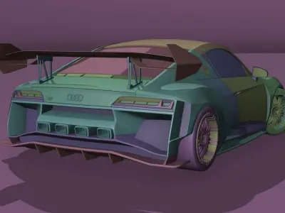 Cartoon Audi R8 in 2D Style 3D model